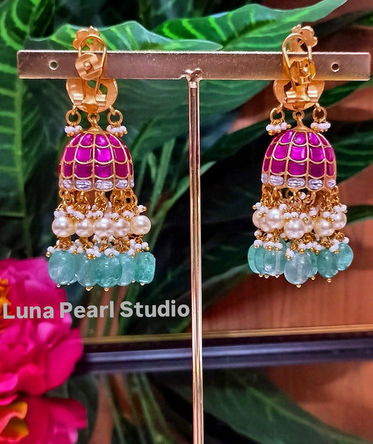 Exquisite Peacock Jadau Jhumka -Maharani Collection JE1003