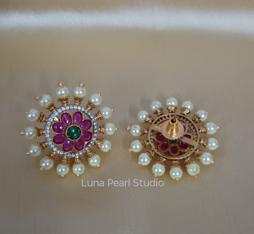 Traditional Kemp stone Temple Eartops - TE1035