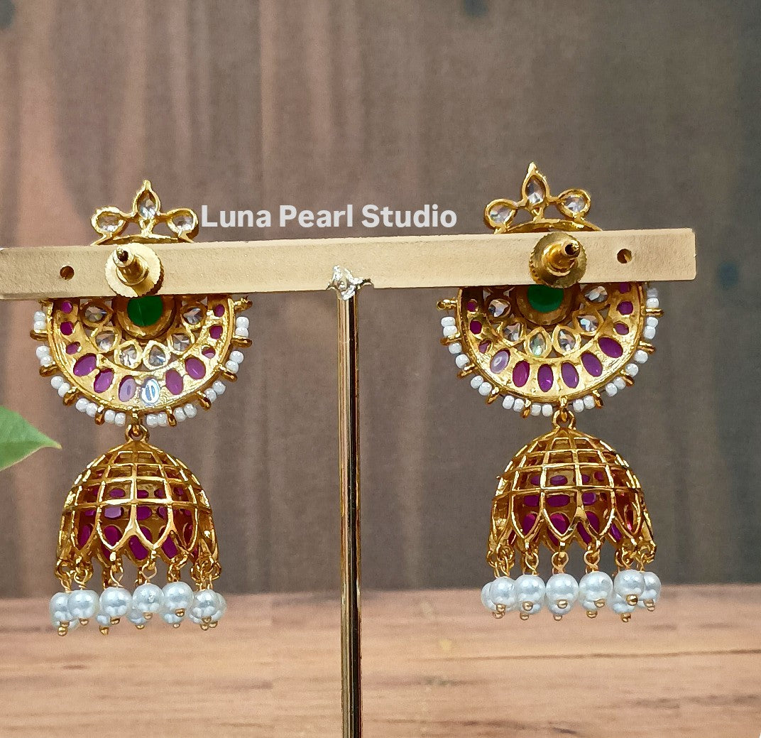 Floral kemp Jhumka Earrings TE1020