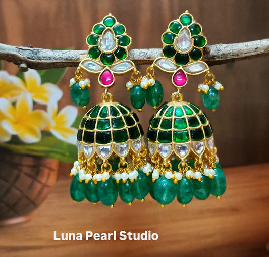 Beautiful  Bridal Jadau Kundan Jhumka -Maharani Collection JE1002