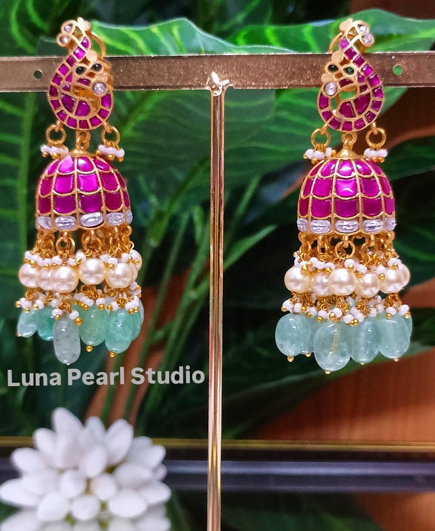 Exquisite Peacock Jadau Jhumka -Maharani Collection JE1003