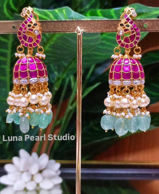 Exquisite Peacock Jadau Jhumka -Maharani Collection JE1003