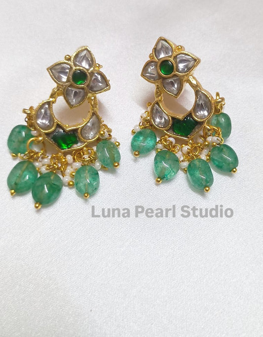 Minimal Office friendly festive Jadau Kundan earrings JE1005