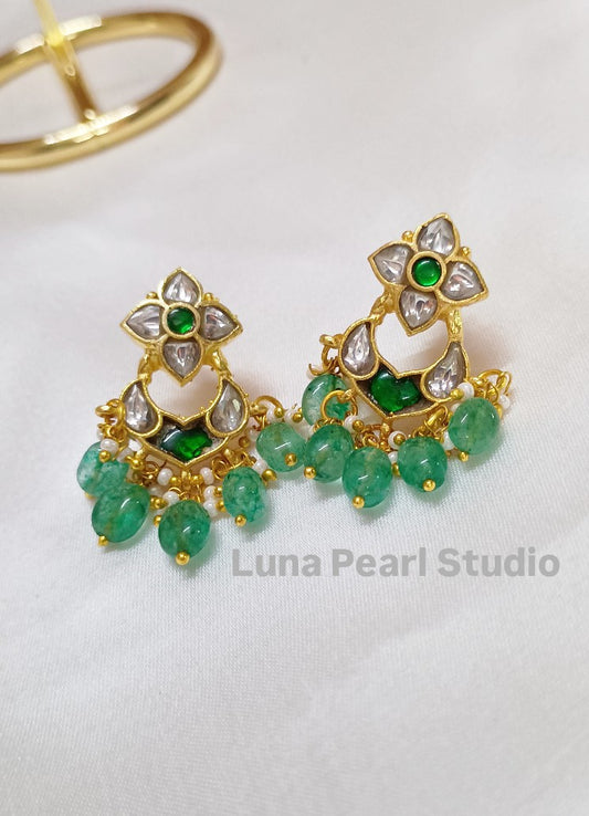 Minimal Office friendly festive Jadau Kundan earrings JE1005
