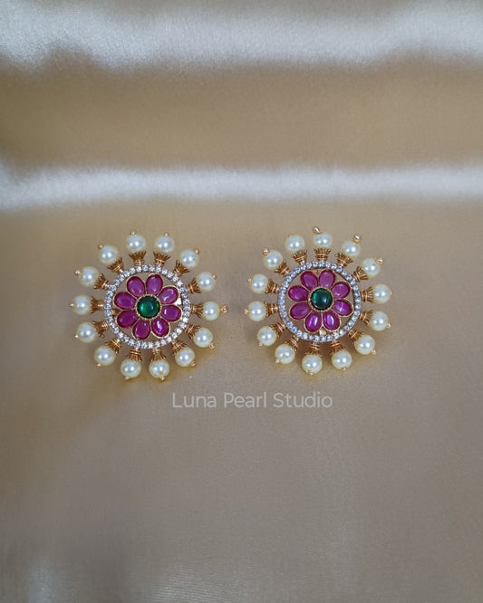 Traditional Kemp stone Temple Eartops - TE1035