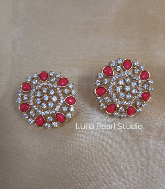 Coral AD Eartops-studs-M1004-Minmini Collection