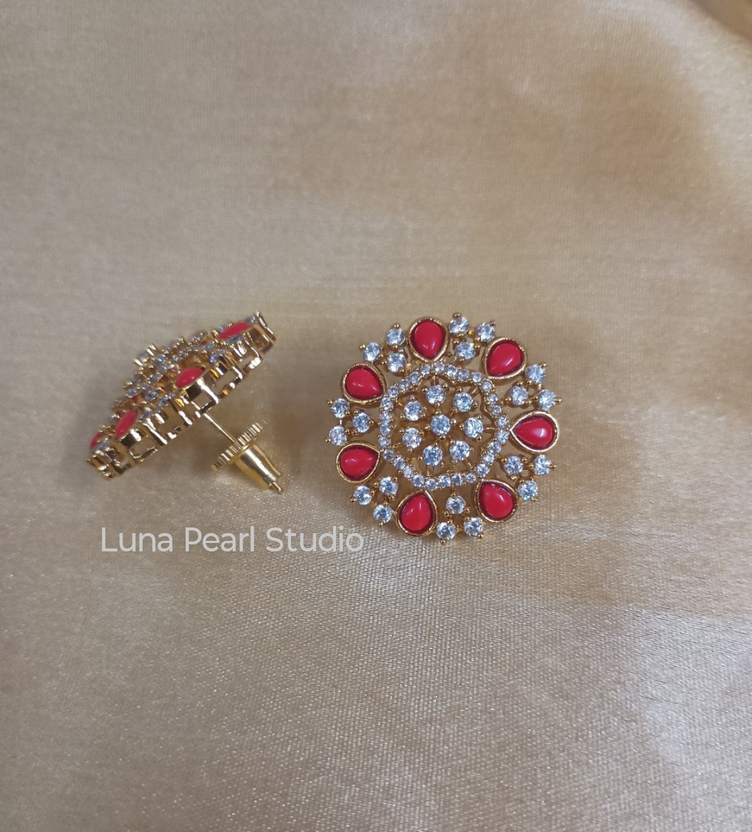 Coral AD Eartops-studs-M1004-Minmini Collection