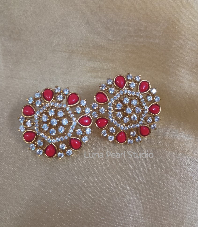 Coral AD Eartops-studs-M1004-Minmini Collection