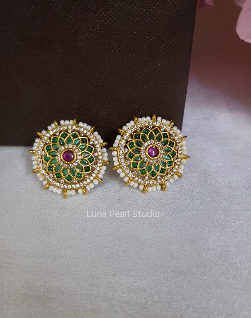 Emerald Green Traditional Eartops-Ear studs-Earrings-TE1041