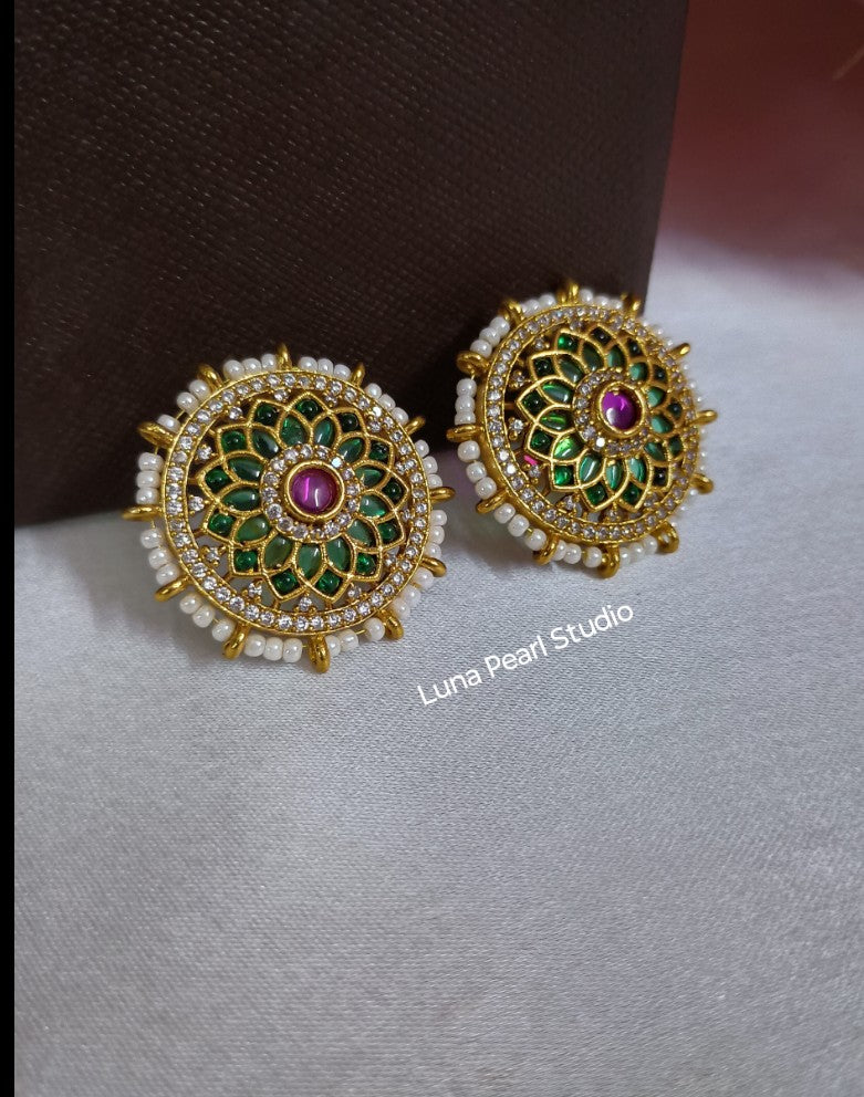 Emerald Green Traditional Eartops-Ear studs-Earrings-TE1041