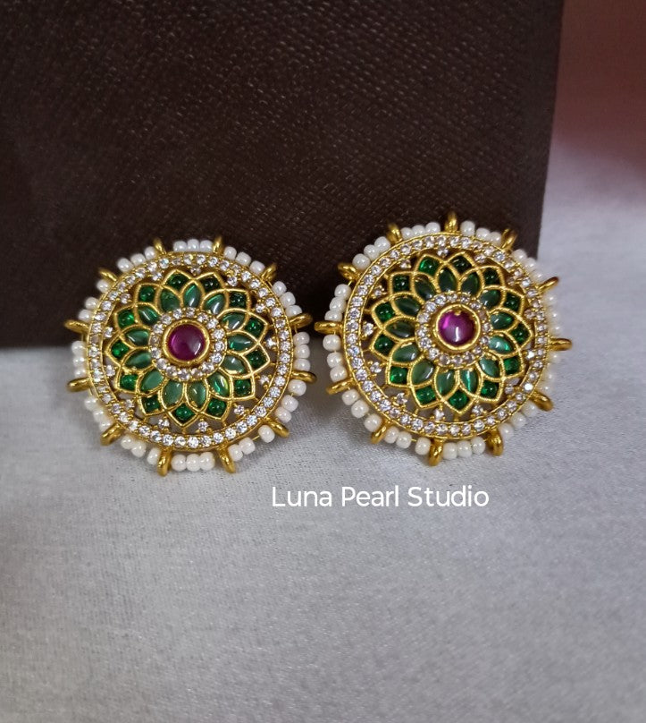 Emerald Green Traditional Eartops-Ear studs-Earrings-TE1041