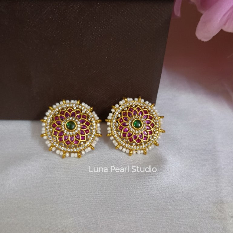 Priyam Traditional Kemp Eartops-Ear studs-Earrings-TE1040