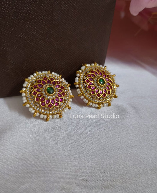 Priyam Traditional Kemp Eartops-Ear studs-Earrings-TE1040