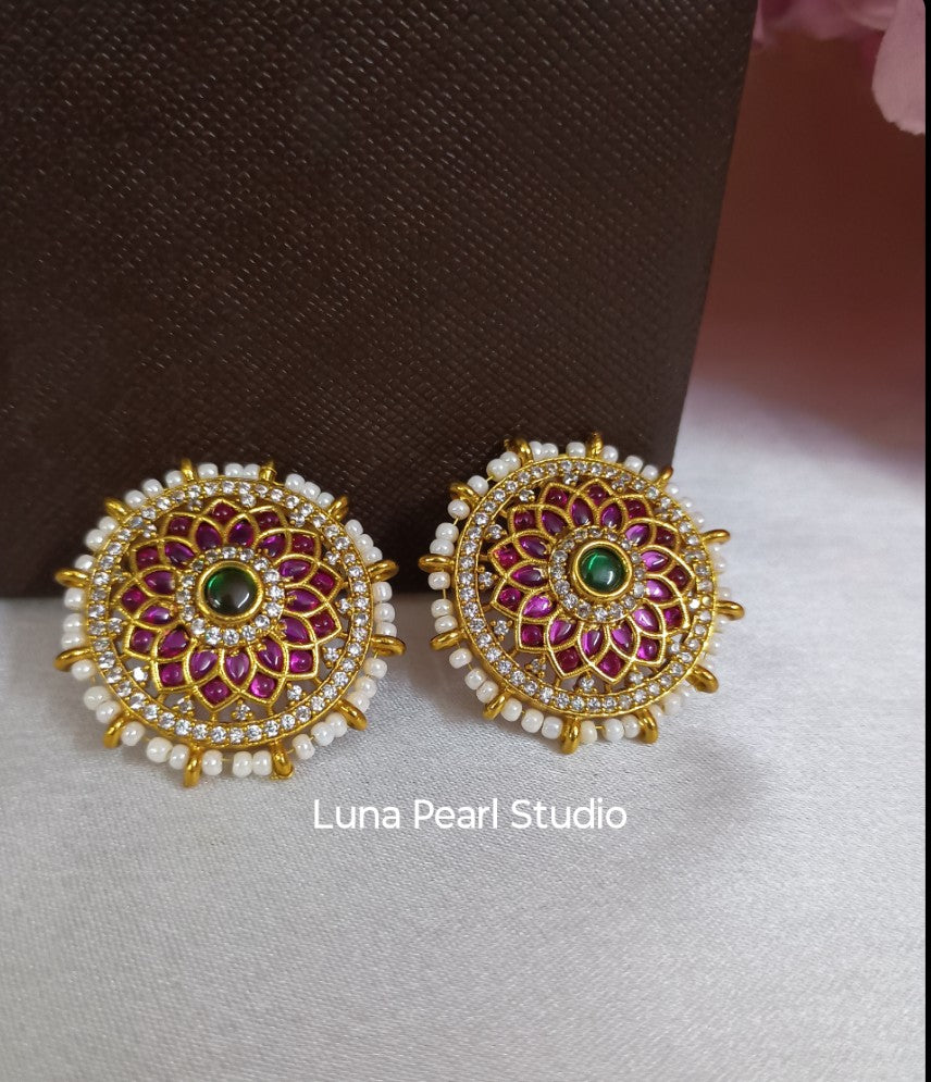 Priyam Traditional Kemp Eartops-Ear studs-Earrings-TE1040