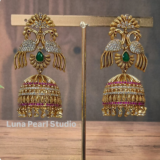 Exquisite Peacock Heavy Statement Jhumka  TE1012