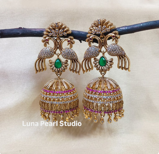 Exquisite Peacock Heavy Statement Jhumka  TE1012