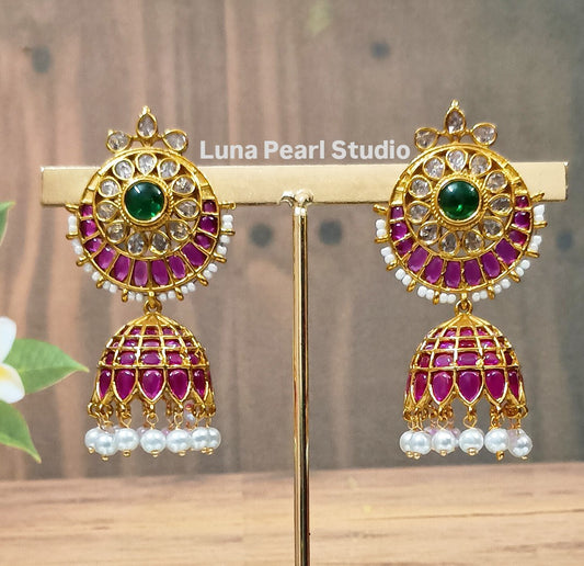 Floral kemp Jhumka Earrings TE1020
