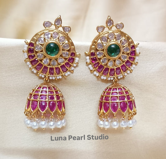 Floral kemp Jhumka Earrings TE1020