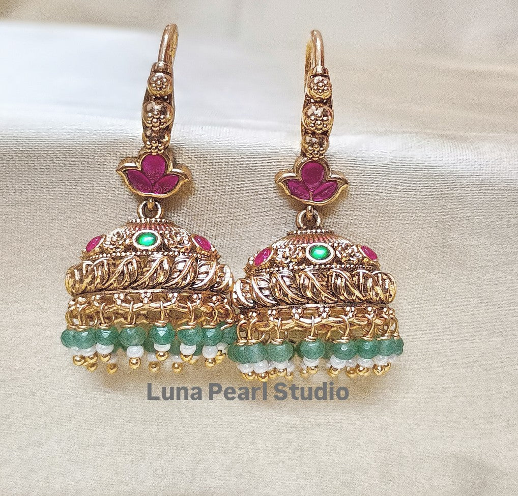 Traditional Temple Hook Jhumka Earrings TE1017
