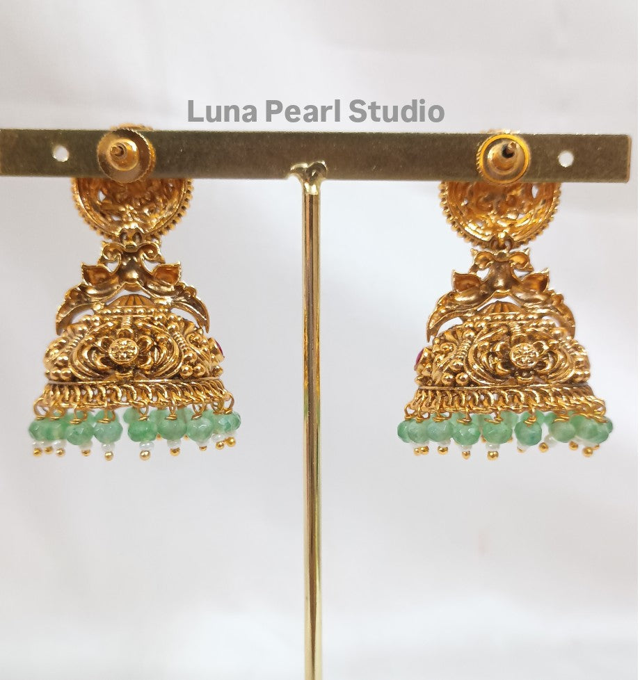 Sundari Temple Jhumka Earrings-TE1025