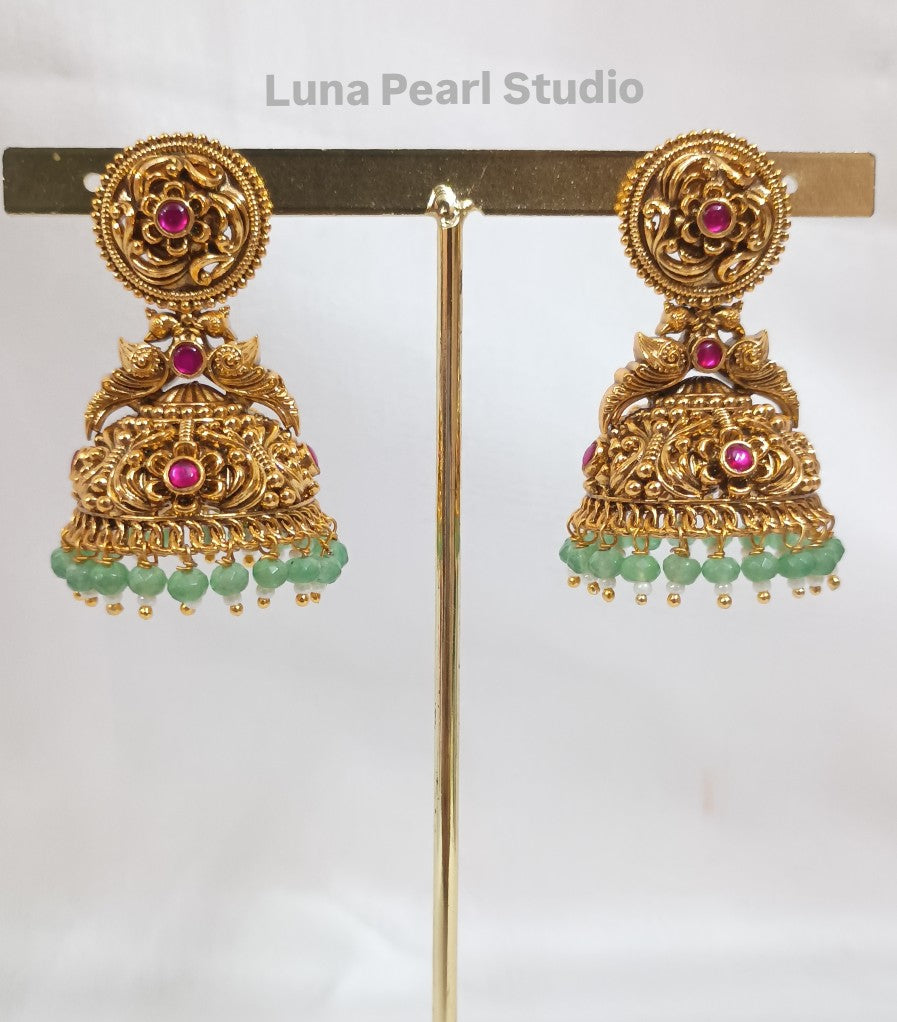Sundari Temple Jhumka Earrings-TE1025