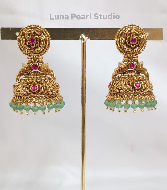 Sundari Temple Jhumka Earrings-TE1025
