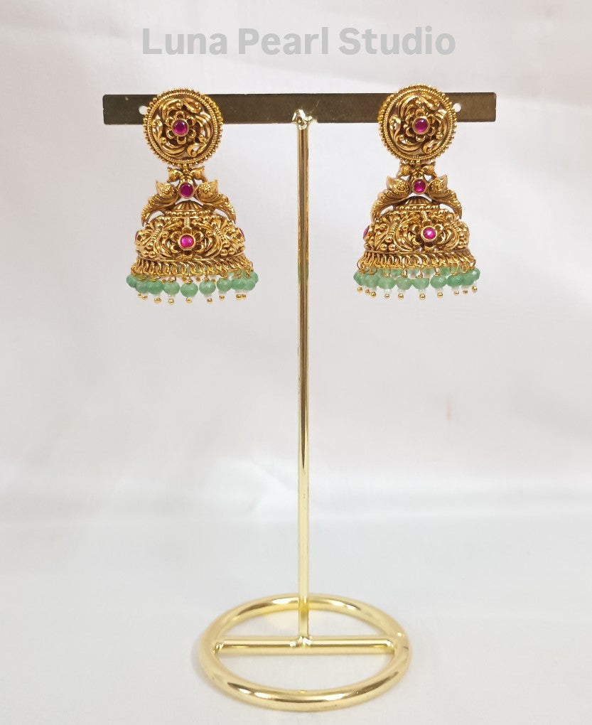 Sundari Temple Jhumka Earrings-TE1025